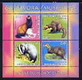 Benin 2003 World Fauna #11 - Badger, Pole Cat, Otter & Pine Marten perf sheetlet containing 4 values unmounted mint, stamps on , stamps on  stamps on animals, stamps on  stamps on badgers, stamps on  stamps on otters, stamps on  stamps on pine marten