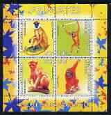 Benin 2003 World Fauna #13 - Primates perf sheetlet containing 4 values unmounted mint, stamps on animals, stamps on apes