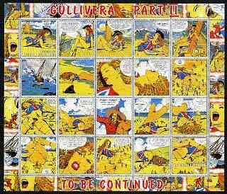 Benin 2003 Gullivera's Travels #02 - (Strip Cartoon) perf sheetlet of 20 (2 values + 18 labels) unmounted mint, stamps on , stamps on  stamps on literature, stamps on  stamps on cartoons, stamps on  stamps on nudes, stamps on  stamps on women, stamps on  stamps on erotica