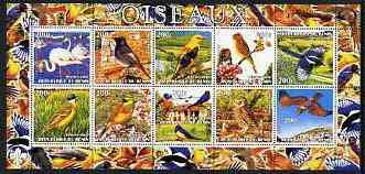 Benin 2003 Birds perf sheetlet containing 10 values, Scout logo in margin, unmounted mint, stamps on birds, stamps on birds of prey, stamps on owls, stamps on scouts