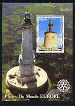 Benin 2003 Lighthouses of Europe perf m/sheet #01 with Rotary Logo unmounted mint, stamps on lighthouses, stamps on rotary