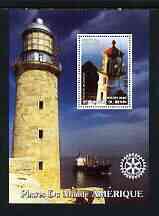 Benin 2003 Lighthouses of America perf m/sheet #01 with Rotary Logo unmounted mint, stamps on lighthouses, stamps on rotary