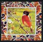 Ivory Coast 2003 Birds - Stonechat composite perf sheetlet containing 1 value + 1 label with Scouts Logo, unmounted mint, stamps on , stamps on  stamps on birds, stamps on  stamps on scouts, stamps on  stamps on 