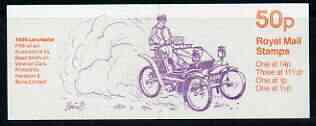 Great Britain 1979-81 Veteran Cars #5 (1896 Lanchester) 50p booklet complete, SG FB14, stamps on cars, stamps on lanchester