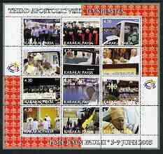 Karakalpakia Republic 2003 Pope John Paul II perf sheetlet #04 containing complete set of 12 values (inscribed Visit to Croatia) unmounted mint, stamps on , stamps on  stamps on religion, stamps on  stamps on pope, stamps on  stamps on personalities