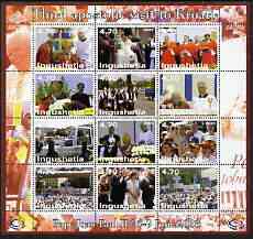 Ingushetia Republic 2003 Pope John Paul II perf sheetlet containing complete set of 12 values (inscribed Visit to Croatia) unmounted mint, stamps on religion, stamps on pope, stamps on personalities