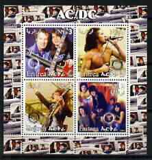 Eritrea 2003 AC/DC perf sheetlet containing set of 4 values each with Rotary International Logo unmounted mint, stamps on , stamps on  stamps on personalities, stamps on  stamps on entertainments, stamps on  stamps on music, stamps on  stamps on pops, stamps on  stamps on rotary, stamps on  stamps on rock