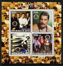 Benin 2003 Queen (pop group) #2 perf sheetlet containing set of 4 values each with Rotary International Logo unmounted mint, stamps on , stamps on  stamps on personalities, stamps on  stamps on entertainments, stamps on  stamps on music, stamps on  stamps on pops, stamps on  stamps on rotary, stamps on  stamps on motorbikes