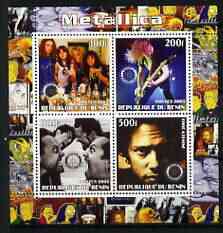 Benin 2003 Metallica #2 perf sheetlet containing set of 4 values each with Rotary International Logo unmounted mint, stamps on , stamps on  stamps on personalities, stamps on  stamps on entertainments, stamps on  stamps on music, stamps on  stamps on pops, stamps on  stamps on rotary, stamps on  stamps on rock