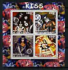 Ivory Coast 2003 Kiss #2 perf sheetlet containing set of 4 values each with Rotary International Logo unmounted mint, stamps on personalities, stamps on entertainments, stamps on music, stamps on pops, stamps on rotary, stamps on rock
