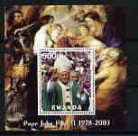 Rwanda 2003 Pope John Paul II perf m/sheet (in green robes waving) unmounted mint, stamps on , stamps on  stamps on personalities, stamps on  stamps on religion, stamps on  stamps on pope, stamps on  stamps on 