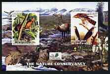 Ivory Coast 2003 The Nature Conservancy perf m/sheet containing 2 x 500f values (mammals & birds by John Audubon) unmounted mint, stamps on wildlife, stamps on birds, stamps on mammals, stamps on environment, stamps on deer, stamps on audubon