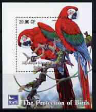 Congo 2003 Royal Society for Protection of Birds perf m/sheet (Parrots) unmounted mint, stamps on , stamps on  stamps on environment, stamps on  stamps on birds, stamps on  stamps on parrots