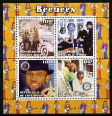 Ivory Coast 2003 The Bee Gees perf sheetlet containing set of 4 values each with Rotary International Logo unmounted mint, stamps on , stamps on  stamps on personalities, stamps on  stamps on entertainments, stamps on  stamps on music, stamps on  stamps on pops, stamps on  stamps on rotary, stamps on  stamps on 