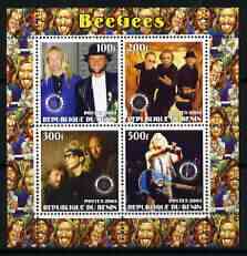 Benin 2003 The Bee Gees perf sheetlet containing set of 4 values each with Rotary International Logo unmounted mint, stamps on , stamps on  stamps on personalities, stamps on  stamps on entertainments, stamps on  stamps on music, stamps on  stamps on pops, stamps on  stamps on rotary, stamps on  stamps on 