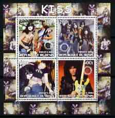 Benin 2003 Kiss #1 perf sheetlet containing set of 4 values each with Rotary International Logo unmounted mint, stamps on personalities, stamps on entertainments, stamps on music, stamps on pops, stamps on rotary, stamps on rock