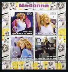 Benin 2003 Madonna #2 perf sheetlet containing set of 4 values each with Rotary International Logo unmounted mint, stamps on , stamps on  stamps on personalities, stamps on  stamps on entertainments, stamps on  stamps on music, stamps on  stamps on pops, stamps on  stamps on rotary, stamps on  stamps on women