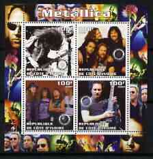 Ivory Coast 2003 Metallica perf sheetlet containing set of 4 values each with Rotary International Logo unmounted mint, stamps on personalities, stamps on entertainments, stamps on music, stamps on pops, stamps on rotary, stamps on rock