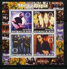Benin 2003 Metallica #1 perf sheetlet containing set of 4 values each with Rotary International Logo unmounted mint, stamps on , stamps on  stamps on personalities, stamps on  stamps on entertainments, stamps on  stamps on music, stamps on  stamps on pops, stamps on  stamps on rotary, stamps on  stamps on rock