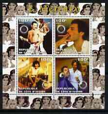 Ivory Coast 2003 Freddie Mercury (Queen pop group) perf sheetlet containing set of 4 values each with Rotary International Logo unmounted mint, stamps on personalities, stamps on entertainments, stamps on music, stamps on pops, stamps on rotary