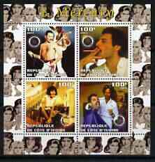 Ivory Coast 2003 Freddie Mercury (Queen pop group) perf sheetlet containing set of 4 values each with Rotary International Logo unmounted mint, stamps on , stamps on  stamps on personalities, stamps on  stamps on entertainments, stamps on  stamps on music, stamps on  stamps on pops, stamps on  stamps on rotary