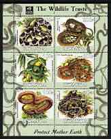 Rwanda 2003 The Wildlife Trusts perf sheetlet containing set of 6 values (Snakes) unmounted mint, stamps on , stamps on  stamps on wildlife, stamps on  stamps on environment, stamps on  stamps on reptiles, stamps on  stamps on snakes, stamps on  stamps on snake, stamps on  stamps on snakes, stamps on  stamps on 