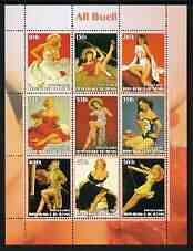 Benin 2003 Pin-Up Art of Al Buell perf sheetlet containing set of 9 values unmounted mint, stamps on women, stamps on fashion, stamps on arts, stamps on fantasy