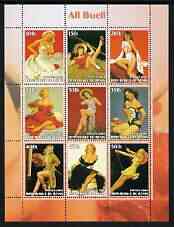 Benin 2003 Pin-Up Art of Al Buell perf sheetlet containing set of 9 values unmounted mint, stamps on , stamps on  stamps on women, stamps on  stamps on fashion, stamps on  stamps on arts, stamps on  stamps on fantasy