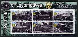 Somalia 2002 Portraits of Locomotives #2 perf sheetlet containing set of 6 values (Mallet x 2, Shay x 2, Heisler & Climax) each with Rotary logo, unmounted mint, stamps on , stamps on  stamps on railways