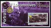 Somalia 2002 Portraits of Locomotives #1 perf m/sheet with Rotary logo, unmounted mint, stamps on railways