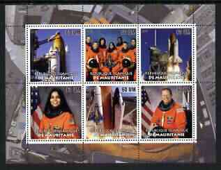 Mauritania 2003 Tribute to Space Shuttle 'Columbia' #1 perf sheetlet containing 6 values unmounted mint, stamps on , stamps on  stamps on space, stamps on  stamps on shuttle