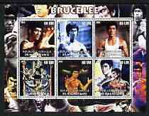 Mauritania 2002 Bruce Lee perf sheetlet containing 6 values unmounted mint, stamps on , stamps on  stamps on films, stamps on  stamps on cinema, stamps on  stamps on movies, stamps on  stamps on entertainments, stamps on  stamps on personalities, stamps on  stamps on martial arts, stamps on  stamps on 