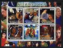 Mauritania 2002 Scooby Doo perf sheetlet containing 6 values unmounted mint, stamps on , stamps on  stamps on films, stamps on  stamps on cinema, stamps on  stamps on dogs