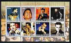 Benin 2002 Robbie Williams perf sheetlet containing 8 values unmounted mint, stamps on personalities, stamps on entertainments, stamps on music, stamps on pops
