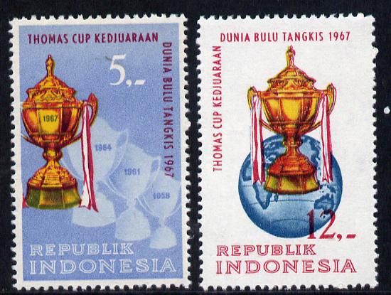 Indonesia 1967 Thomas Badminton Championship set of 2 unmounted mint, SG 1159-60*, stamps on sport      badminton