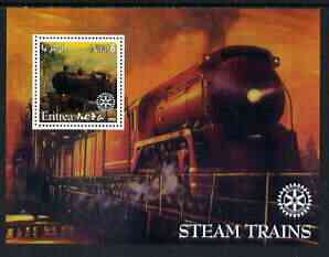 Eritrea 2002 Steam Locos #01 perf m/sheet with Rotary Logo unmounted mint