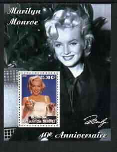 Congo 2002 40th Death Anniversary of Marilyn Monroe #05 perf m/sheet unmounted mint, stamps on , stamps on  stamps on personalities, stamps on  stamps on entertainments, stamps on  stamps on films, stamps on  stamps on cinema, stamps on  stamps on women, stamps on  stamps on marilyn monroe