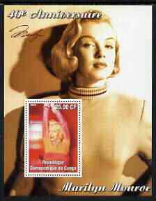 Congo 2002 40th Death Anniversary of Marilyn Monroe #07 perf m/sheet unmounted mint, stamps on personalities, stamps on entertainments, stamps on films, stamps on cinema, stamps on women, stamps on marilyn monroe
