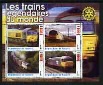 Guinea - Conakry 2003 Legendary Trains of the World #04 perf sheetlet containing 4 values with Rotary Logo, unmounted mint, stamps on railways, stamps on rotary