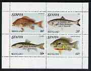 Staffa 2003 40th Death Anniversary of John F Kennedy overprinted on 1979 Fish #04 (Snapper, Shad, etc) perf set of 4 values, unmounted mint, stamps on fish, stamps on marine life, stamps on kennedy
