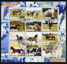 Komi Republic 2004 Horses perf sheetlet containing set of 12 values fine cto used, stamps on , stamps on  stamps on horses