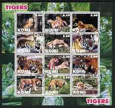 Komi Republic 2004 Tigers perf sheetlet containing set of 12 values fine cto used