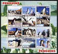 Komi Republic 2004 Penguins perf sheetlet containing set of 12 values fine cto used, stamps on birds, stamps on polar, stamps on penguins