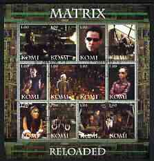 Komi Republic 2004 Matrix Reloaded #2 perf sheetlet containing set of 12 values fine cto used, stamps on films, stamps on cinema, stamps on movies, stamps on sci-fi