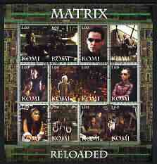 Komi Republic 2004 Matrix Reloaded #2 perf sheetlet containing set of 12 values fine cto used, stamps on , stamps on  stamps on films, stamps on  stamps on cinema, stamps on  stamps on movies, stamps on  stamps on sci-fi