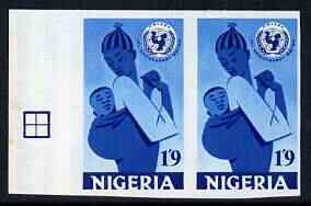 Nigeria 1971 UNICEF 1s9d (Mother & Child) imperf pair unmounted mint SG 265var, stamps on , stamps on  stamps on unicef, stamps on  stamps on children