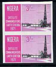 Nigeria 1971 Opening of Earth Satellite Station 3s Mast & Dish unmounted mint imperf pair, as SG 269, stamps on , stamps on  stamps on radio, stamps on  stamps on satellites, stamps on  stamps on communications