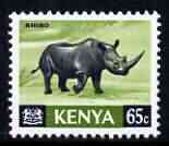 Kenya 1966 Rhinoceros 65c (from Animal def set) unmounted mint, SG 27*, stamps on animals, stamps on rhinos
