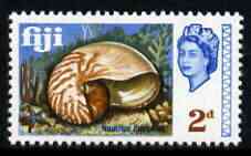 Fiji 1968 Pearly Nautilus 2d (from def set) unmounted mint, SG 373, stamps on , stamps on  stamps on marine life, stamps on  stamps on shells