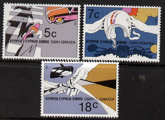 Cyprus 1986 Road Safety Campaign set of 3, SG 689-91*, stamps on road safety    traffic